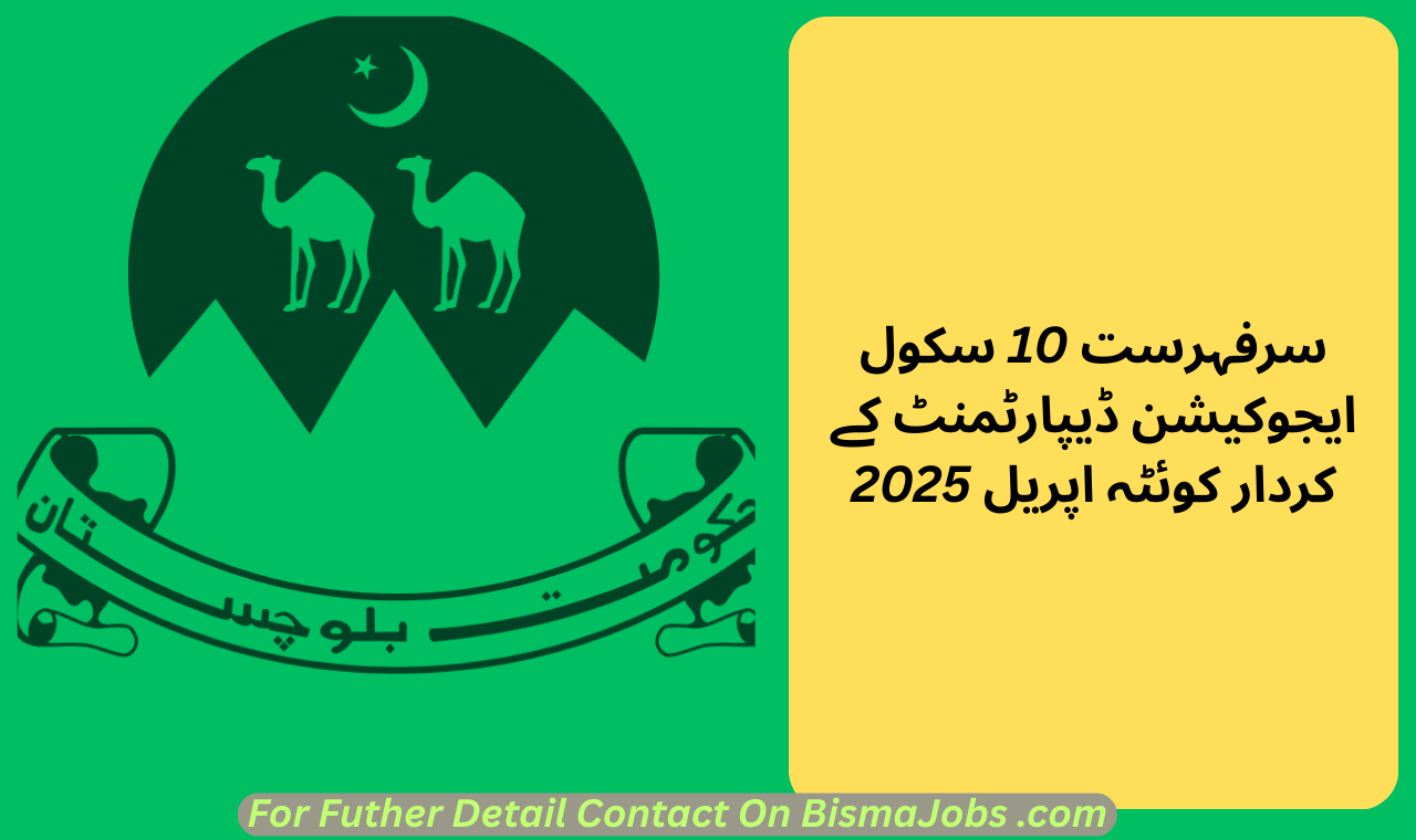 Top 10 School Education Department Roles Quetta April 2025
